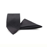 BLACK LEGACY TIE AND POCKET SQUARE SET